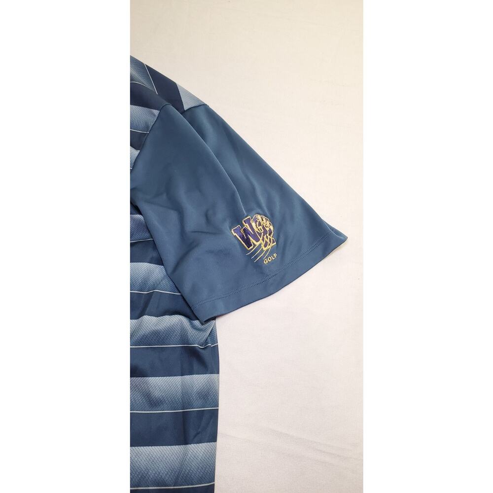 Adidas Sz XL Golf Polo Shirt Mens Blue Striped Performance Short Sleeve CA2 - Picture 5 of 8